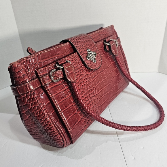 Western Accent Shoulder Bag Purse Red Faux Leather Alligator/Crocodile GUC - Picture 3 of 13